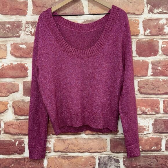 Hush Jumper Sweater Women's UK Size XL Pink Wool Blend Sparkly Metallic Knit - Picture 7 of 9
